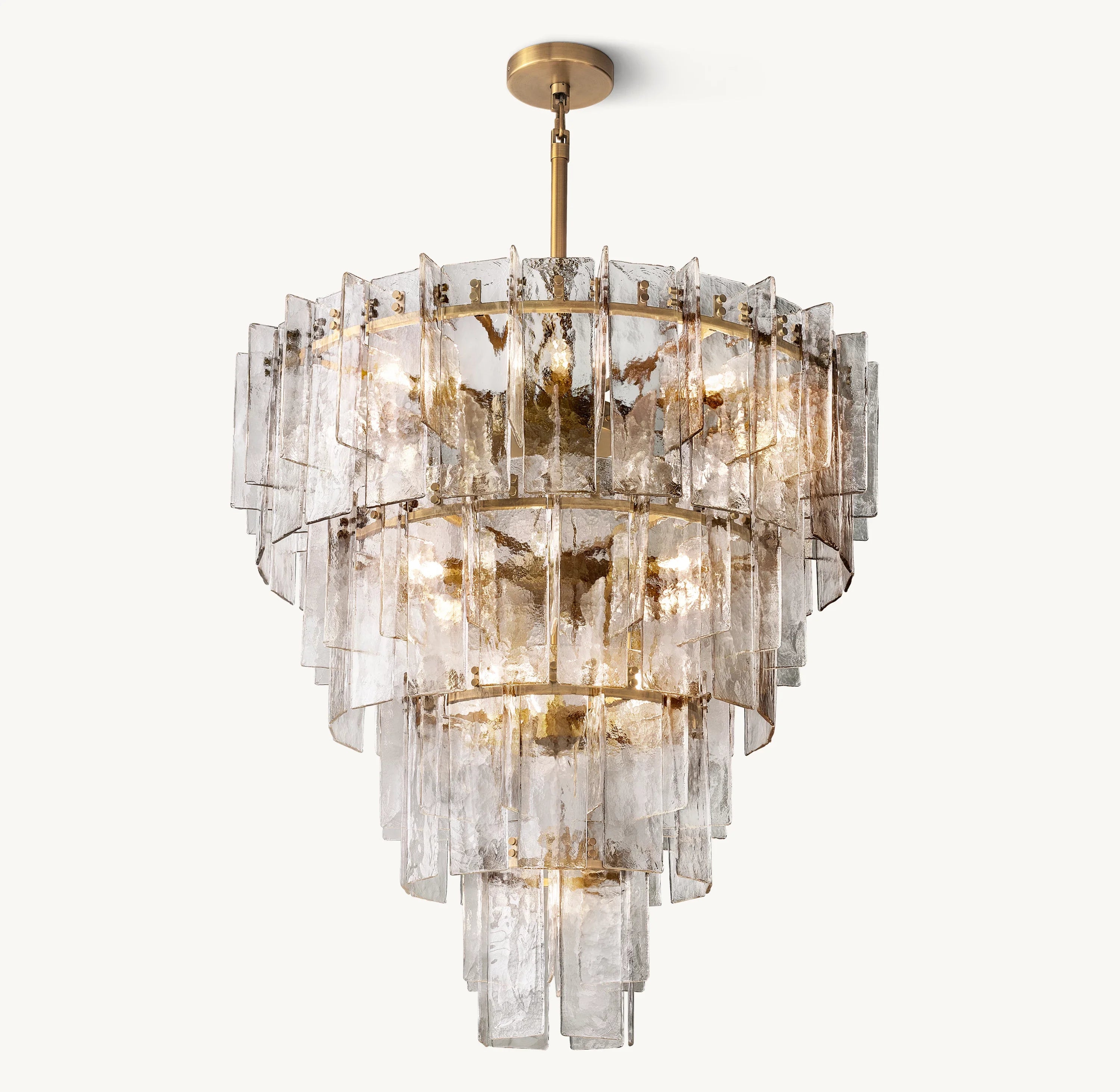 Clear Hammered Glass Tiered Chandelier - Lattice