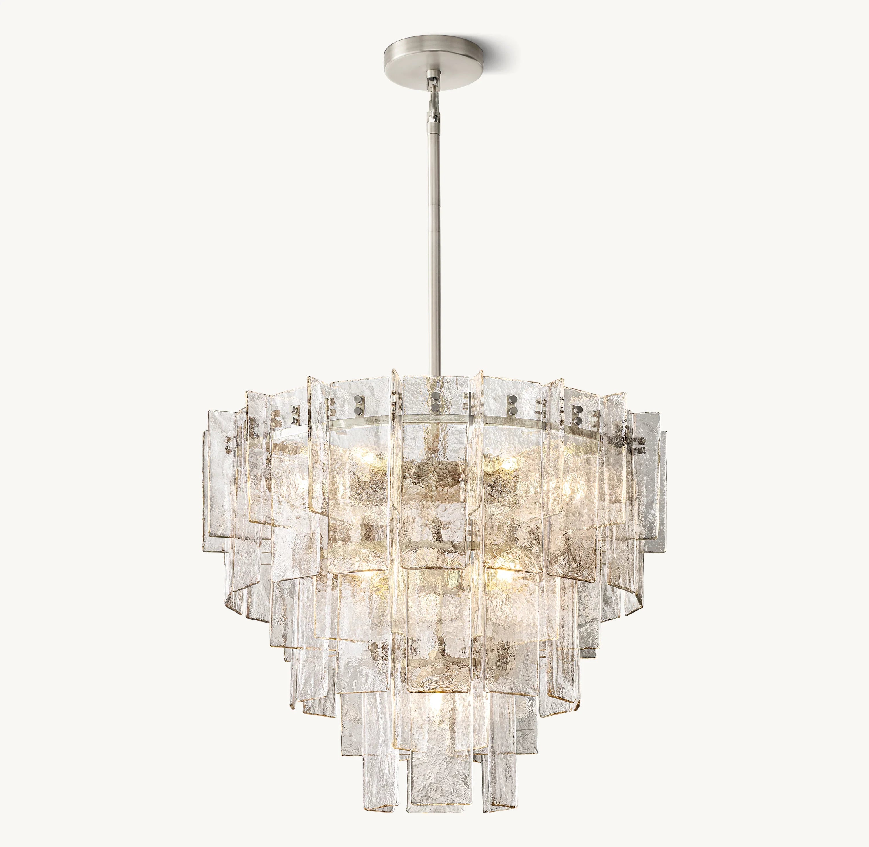 Clear Hammered Glass Tiered Chandelier - Lattice