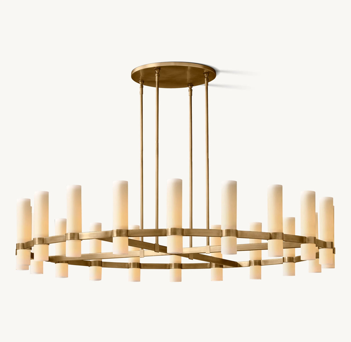 Cylindrical Milk Glass Round Chandelier - Ravelle