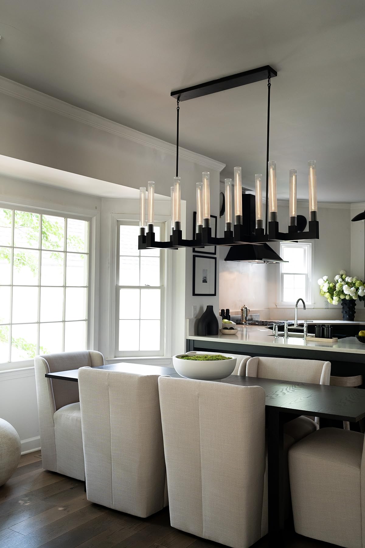Fluted-Glass Candlestick Linear Chandelier - Cannele