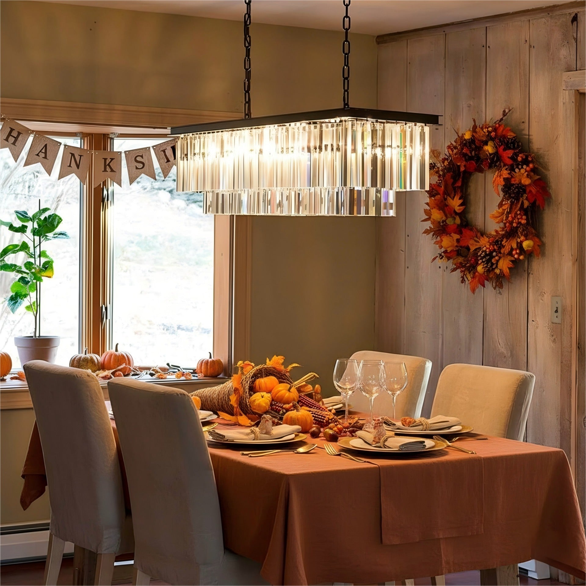 Crystal Prism Rectangular Chandelier - Odeon