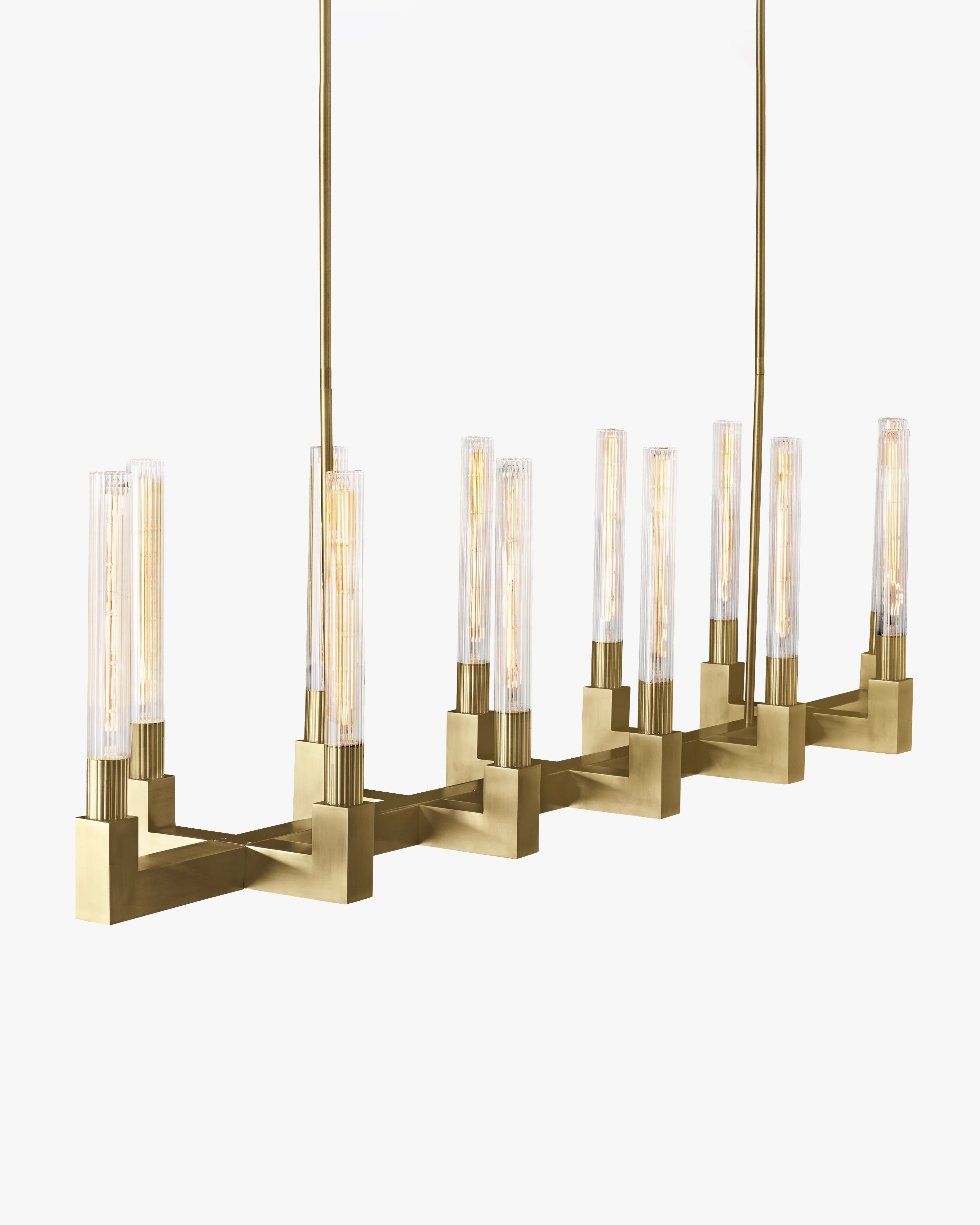 Fluted-Glass Candlestick Linear Chandelier - Cannele