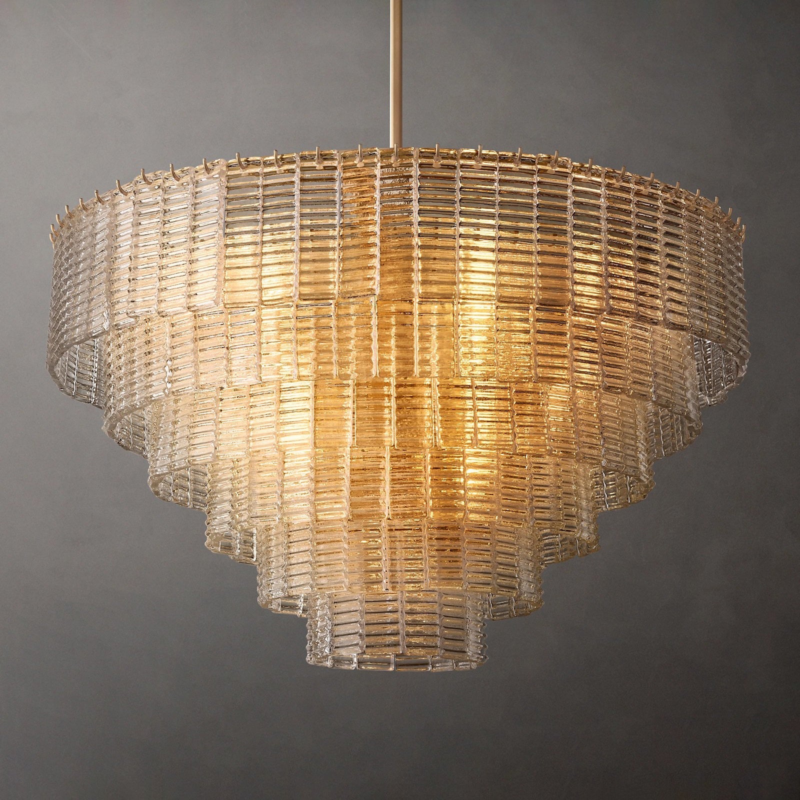 Ribbed Clear Glass Tiered Chandelier - Sirene