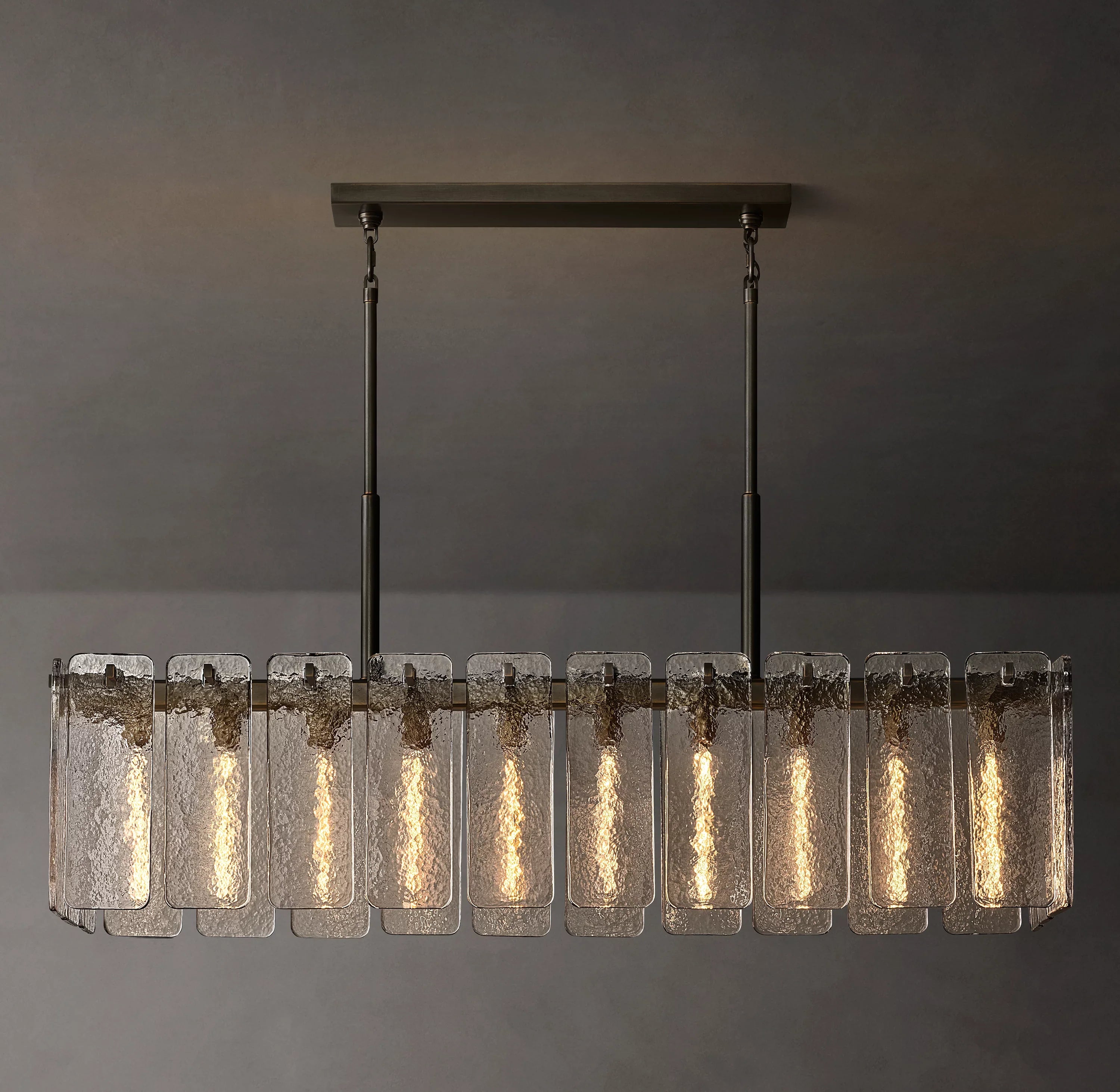 Textured Glass Rectangular Chandelier - Calamette