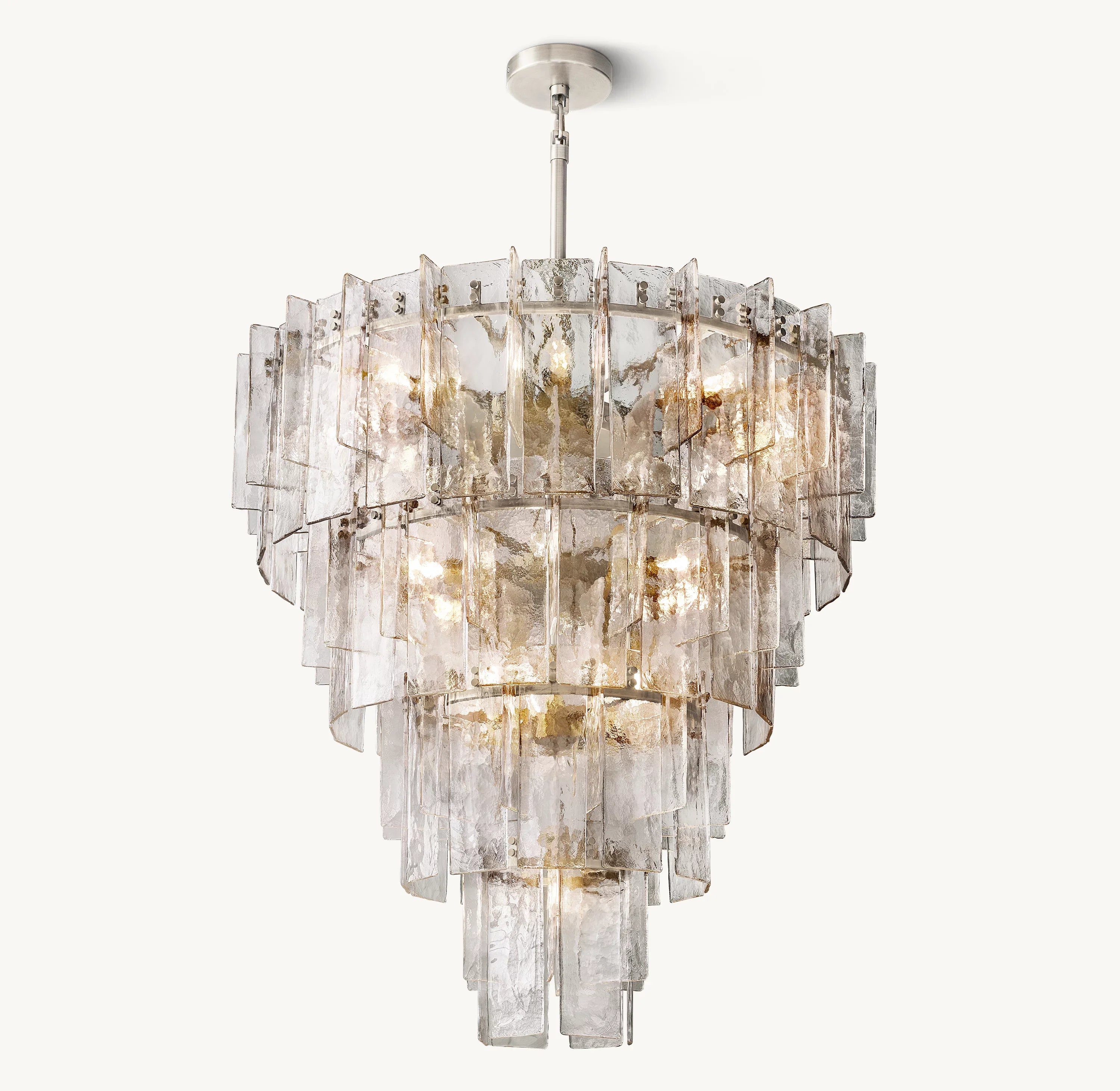 Clear Hammered Glass Tiered Chandelier - Lattice