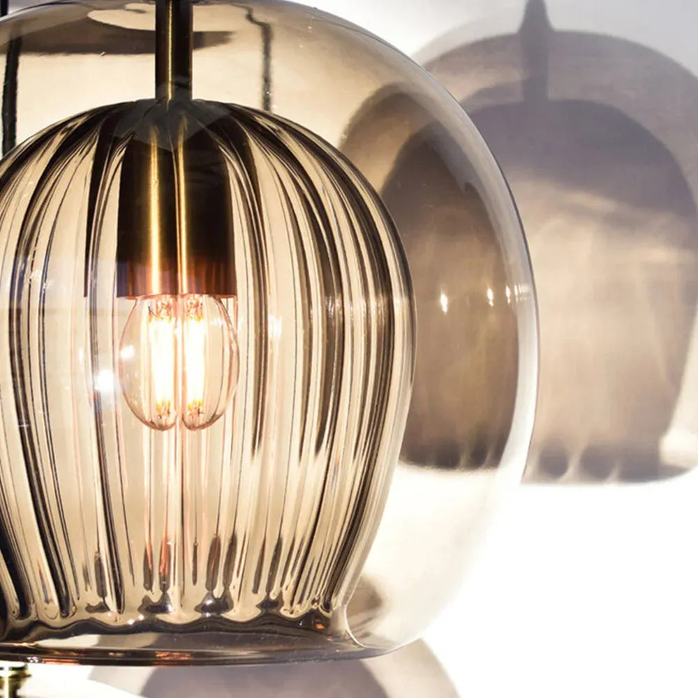 Vetro Nordic Globe Pendant Light – Clear or Amber Glass for Bedroom