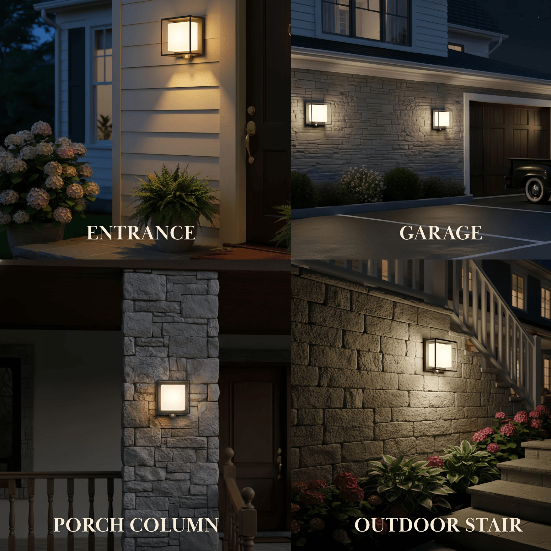 Arcato Modern Rectangular Outdoor Wall Lamp – Black Acrylic Solar Light with Sensor