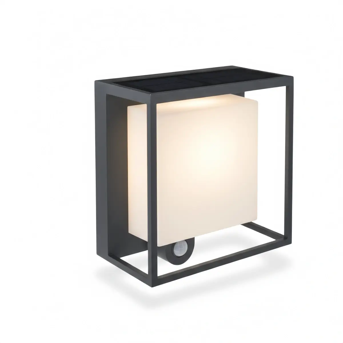 Arcato Modern Rectangular Outdoor Wall Lamp – Black Acrylic Solar Light with Sensor