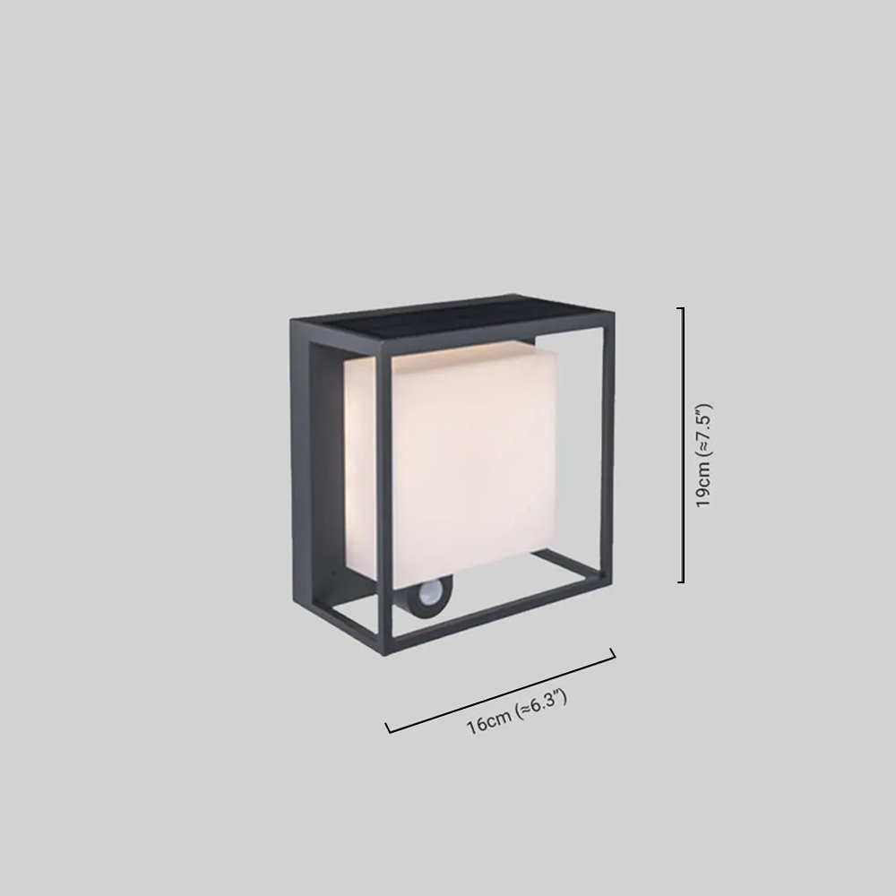 Arcato Modern Rectangular Outdoor Wall Lamp – Black Acrylic Solar Light with Sensor