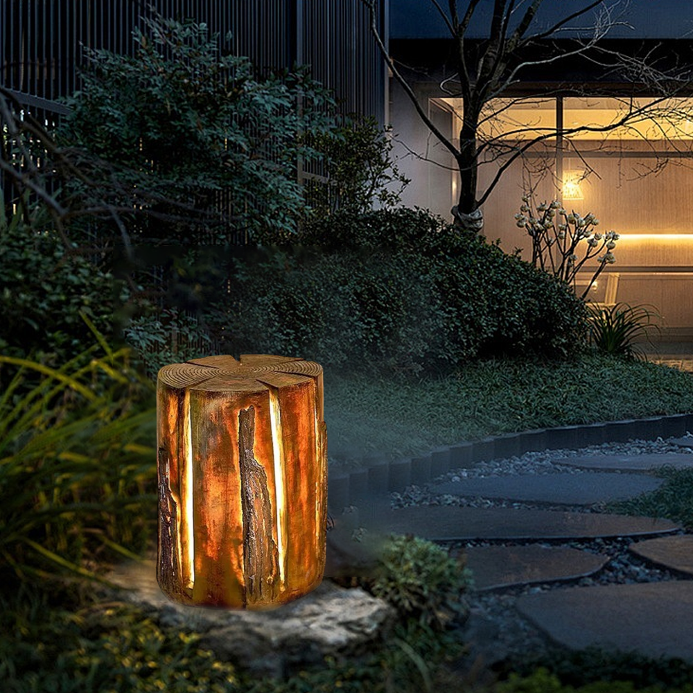 Art Deco Tree Stump Outdoor Lamp