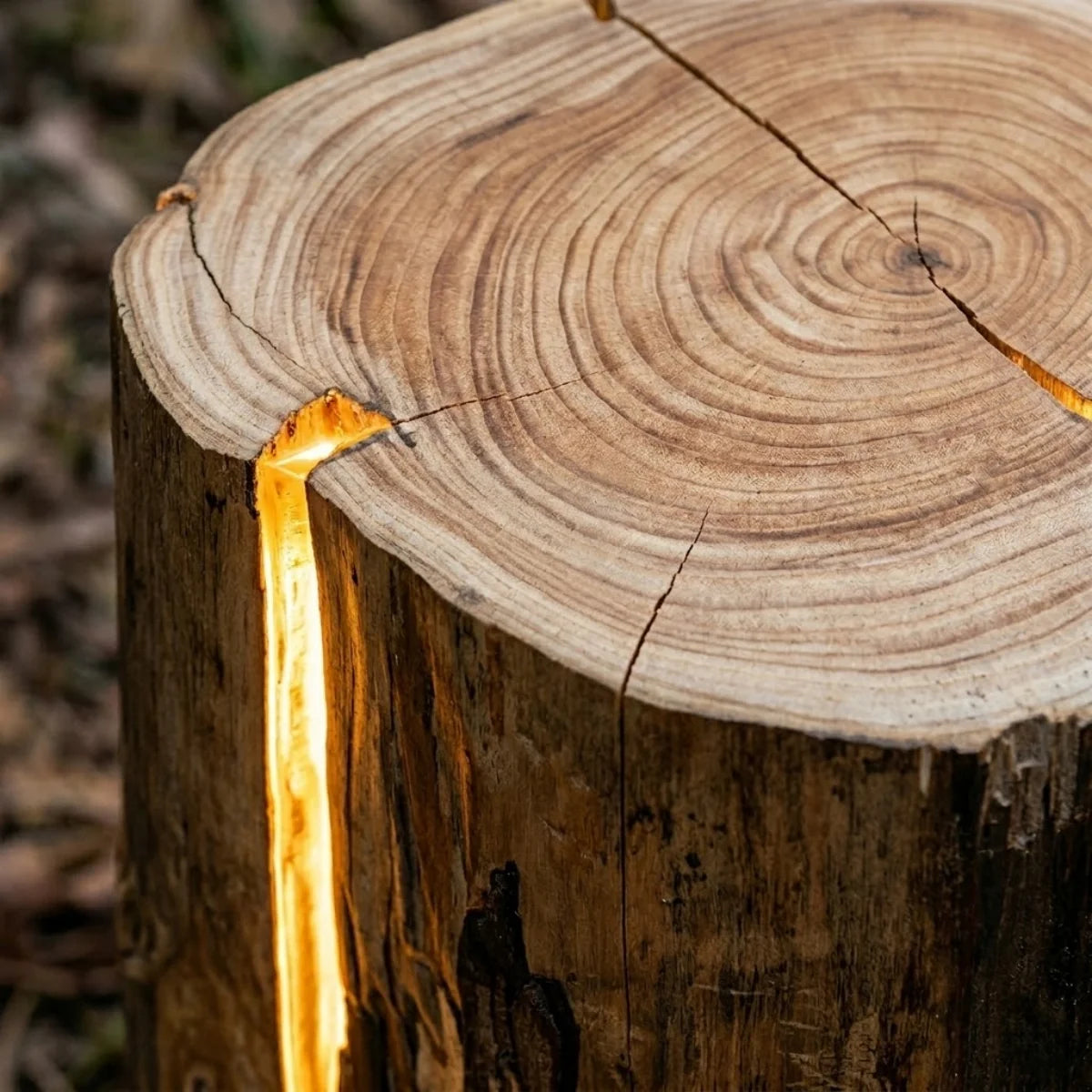 Botanica Art Deco Tree Stump Outdoor Lamp – Natural Wood-Look Resin for Courtyard/Garden