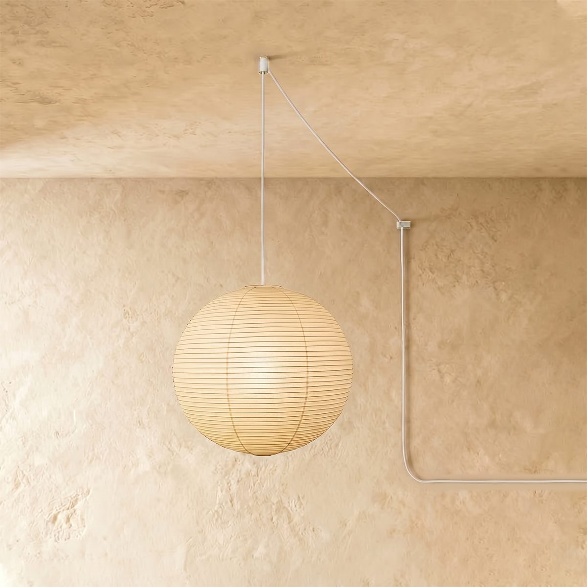 Akari A Round Swag Light (white plug wire)