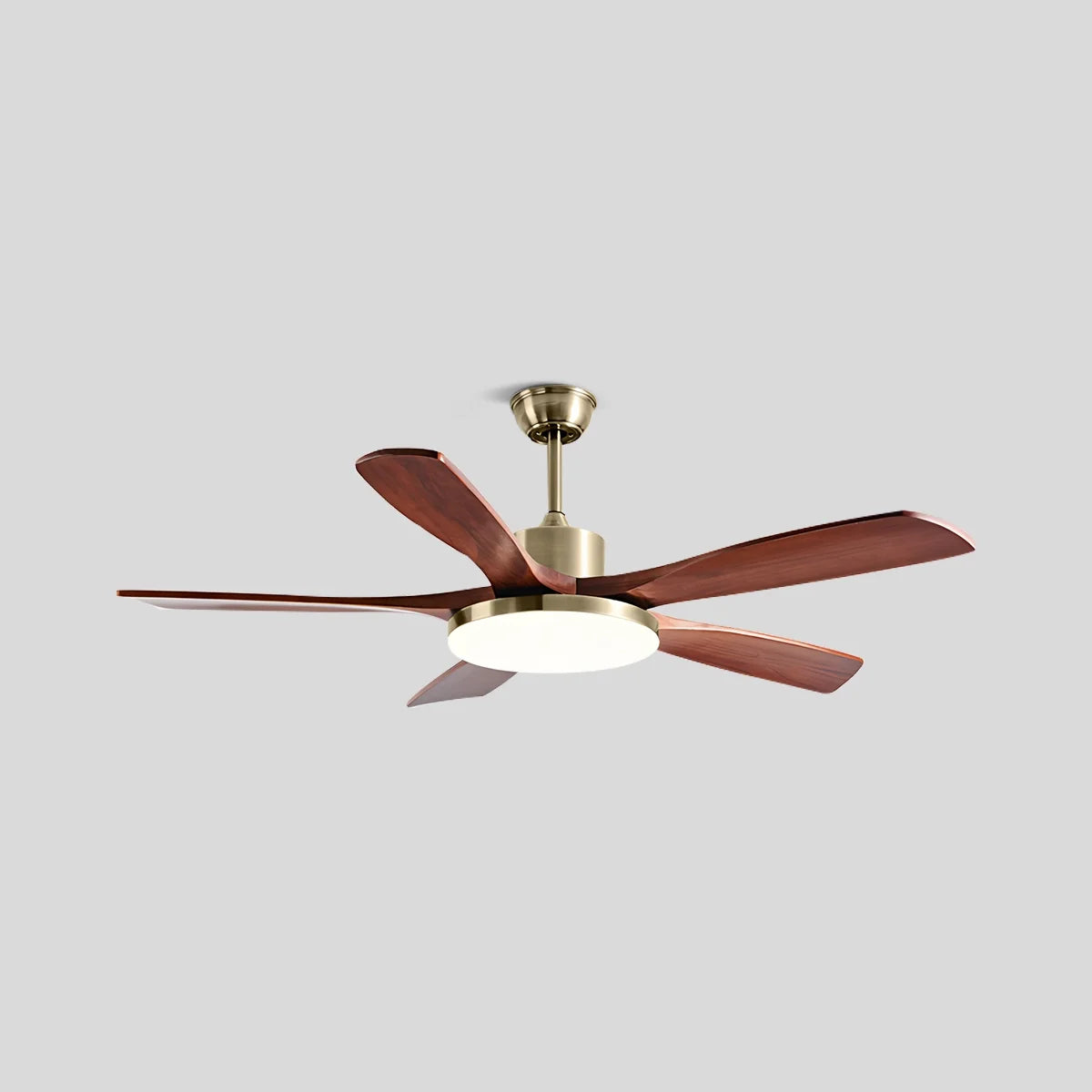 Antizer Wood Ceiling Fan Light for Living Room Antique Copper+Walnut Wood 5 Blade