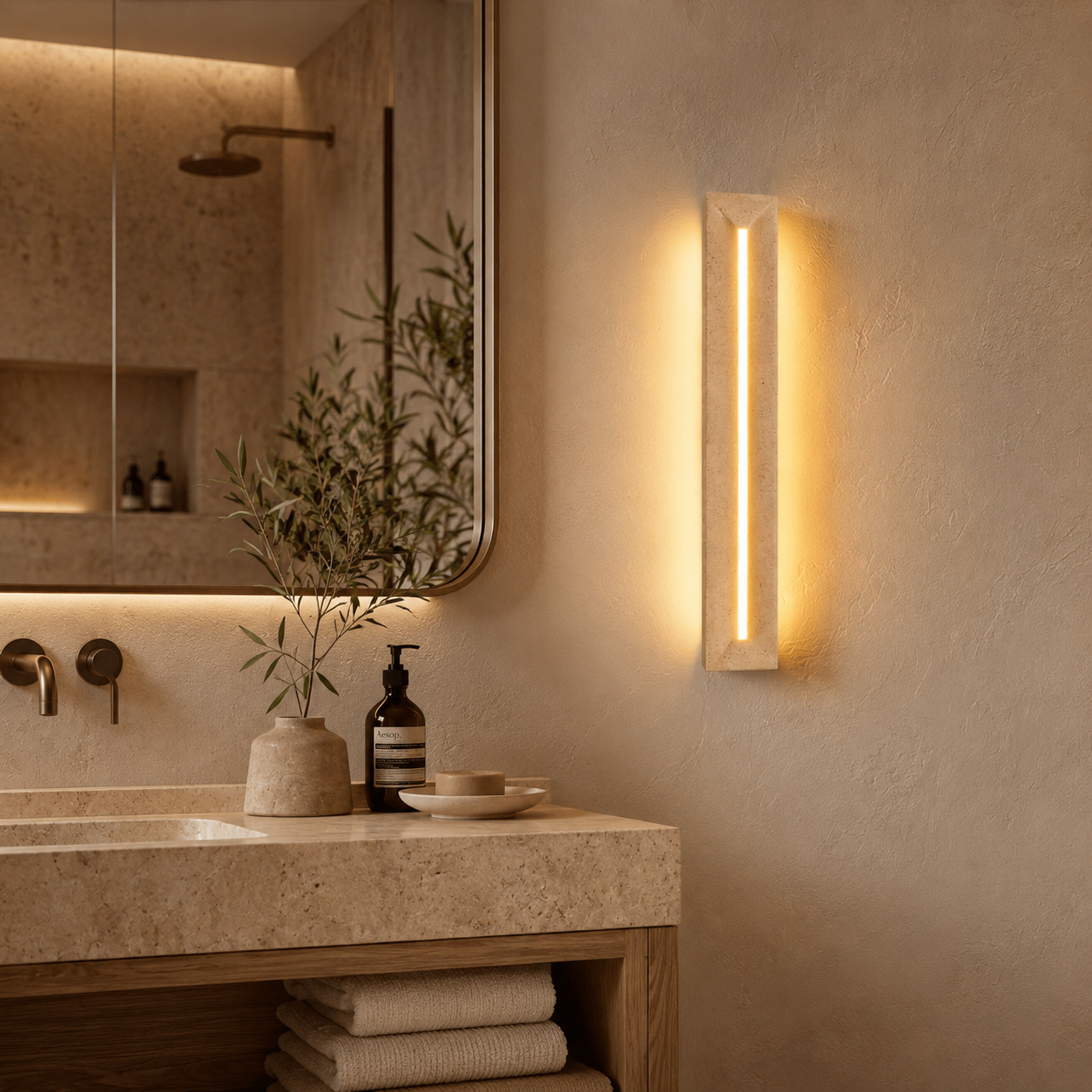 Apsu Travertine Wall Lamp