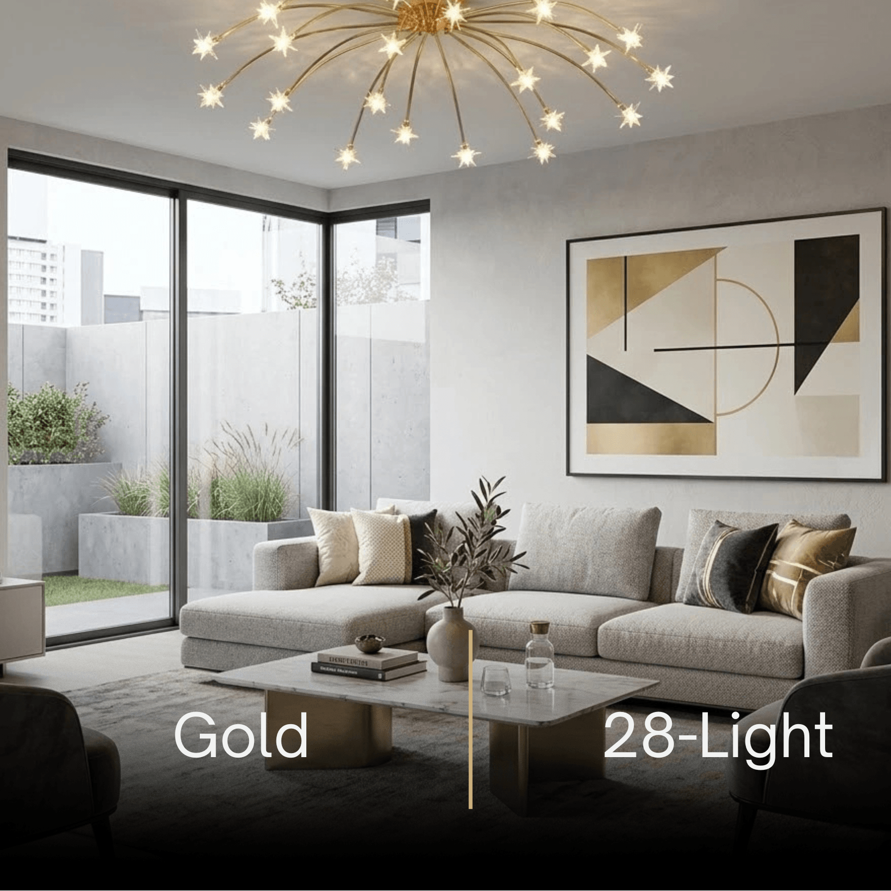 Nebula Art Deco Ceiling Light - Gold/Black/Chrome Metal Fixture for Bedroom