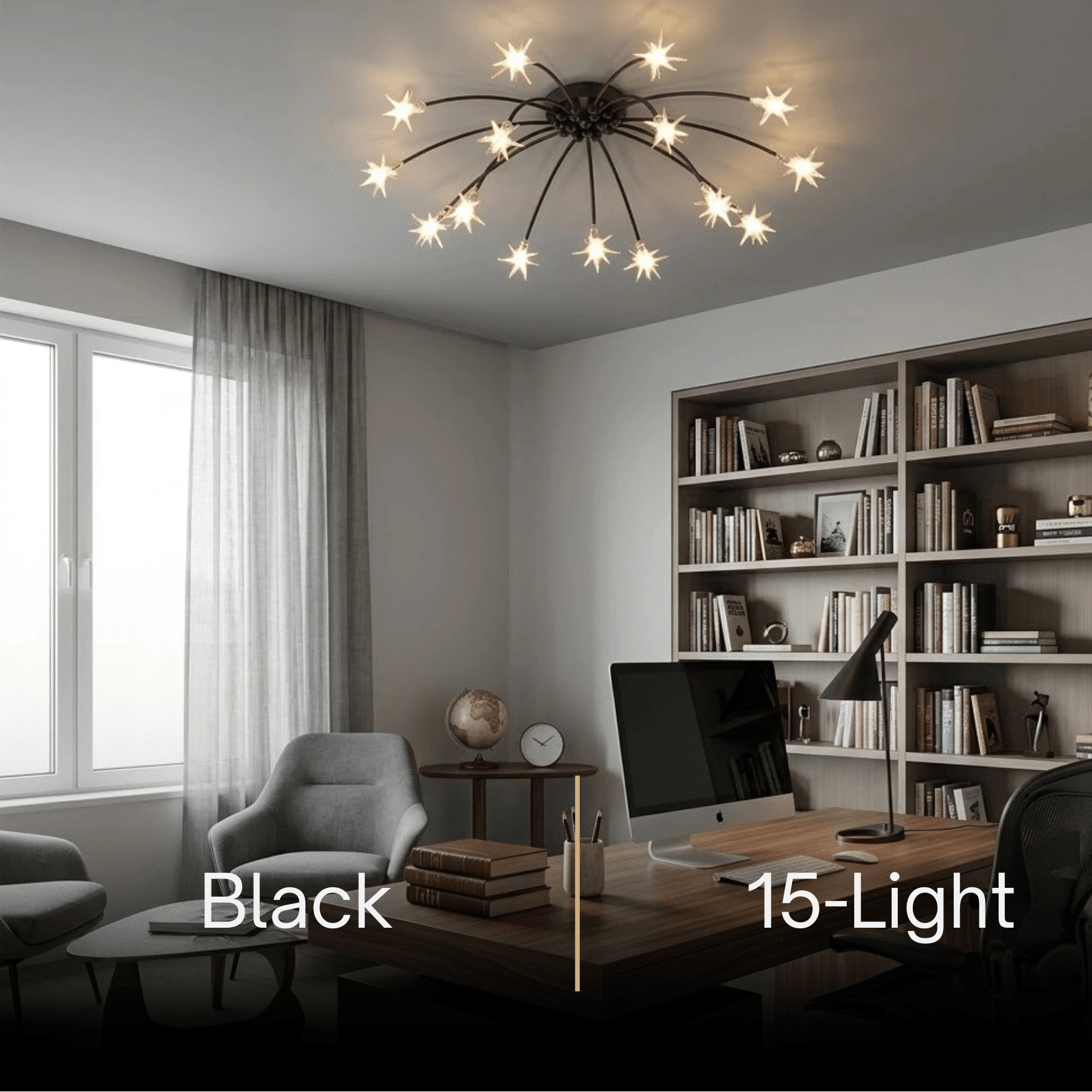 Nebula Art Deco Ceiling Light - Gold/Black/Chrome Metal Fixture for Bedroom