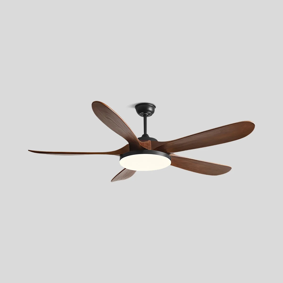 Antizer 5-leaf Wood Ceiling Fan Light Black+Walnut Wood