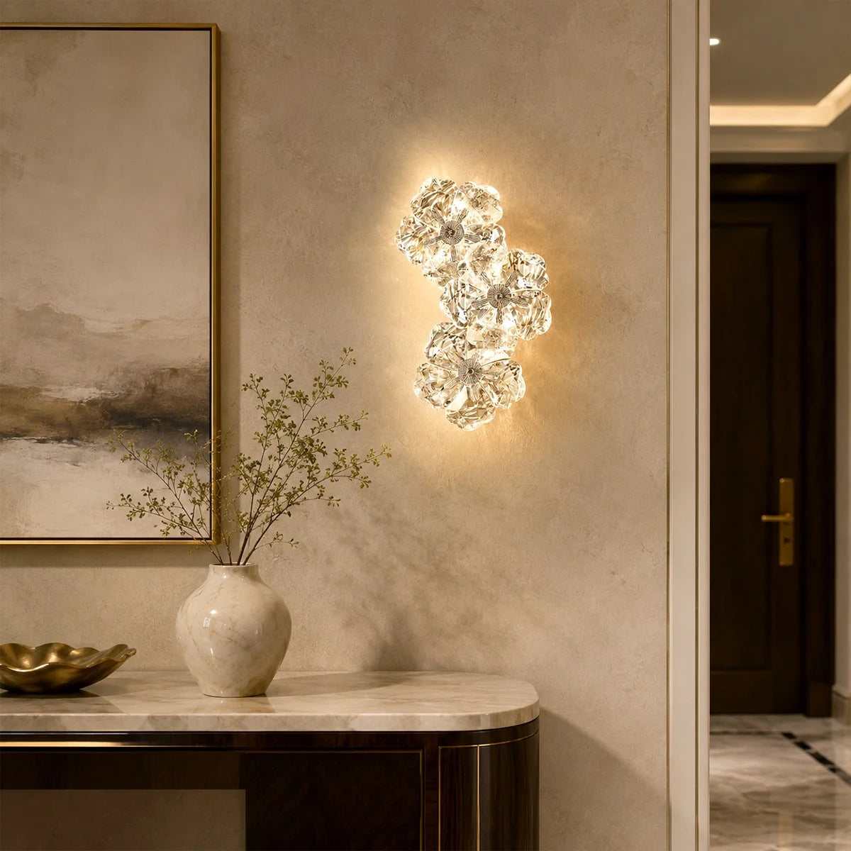 Crystal Flower Shaped Wall Lamp