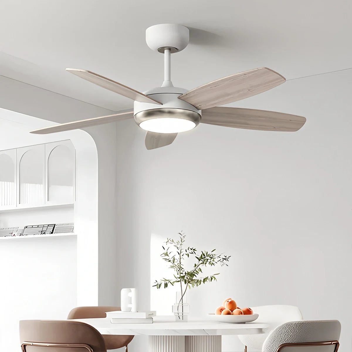 Retro American Style 5-blade Ceiling Fan Light