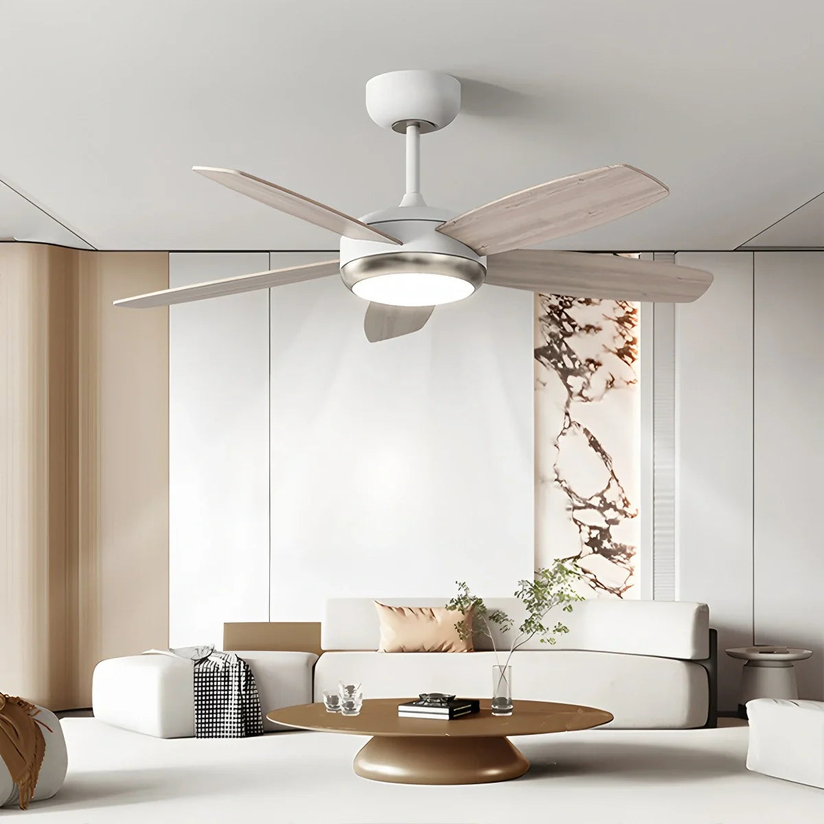 Retro American Style 5-blade Ceiling Fan Light
