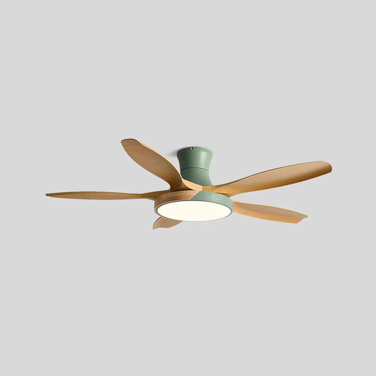 Antizer Nordic 5-Blade LED Ceiling Fan Light Green+Wood Color