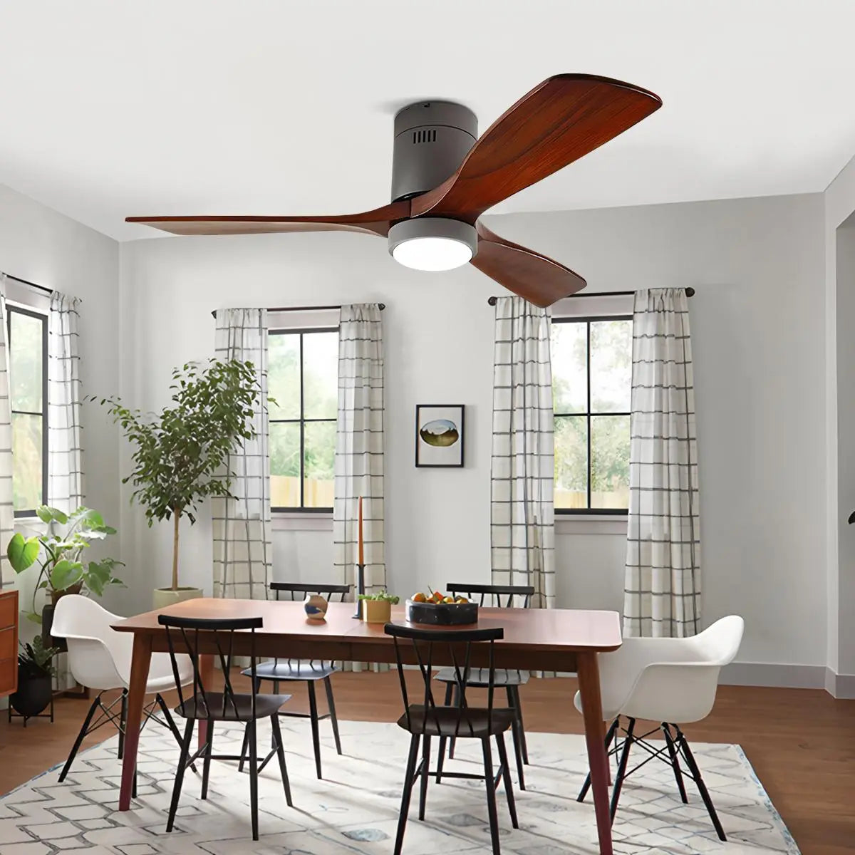 Mid-century Modern Hugger Ceiling Fan Lamp