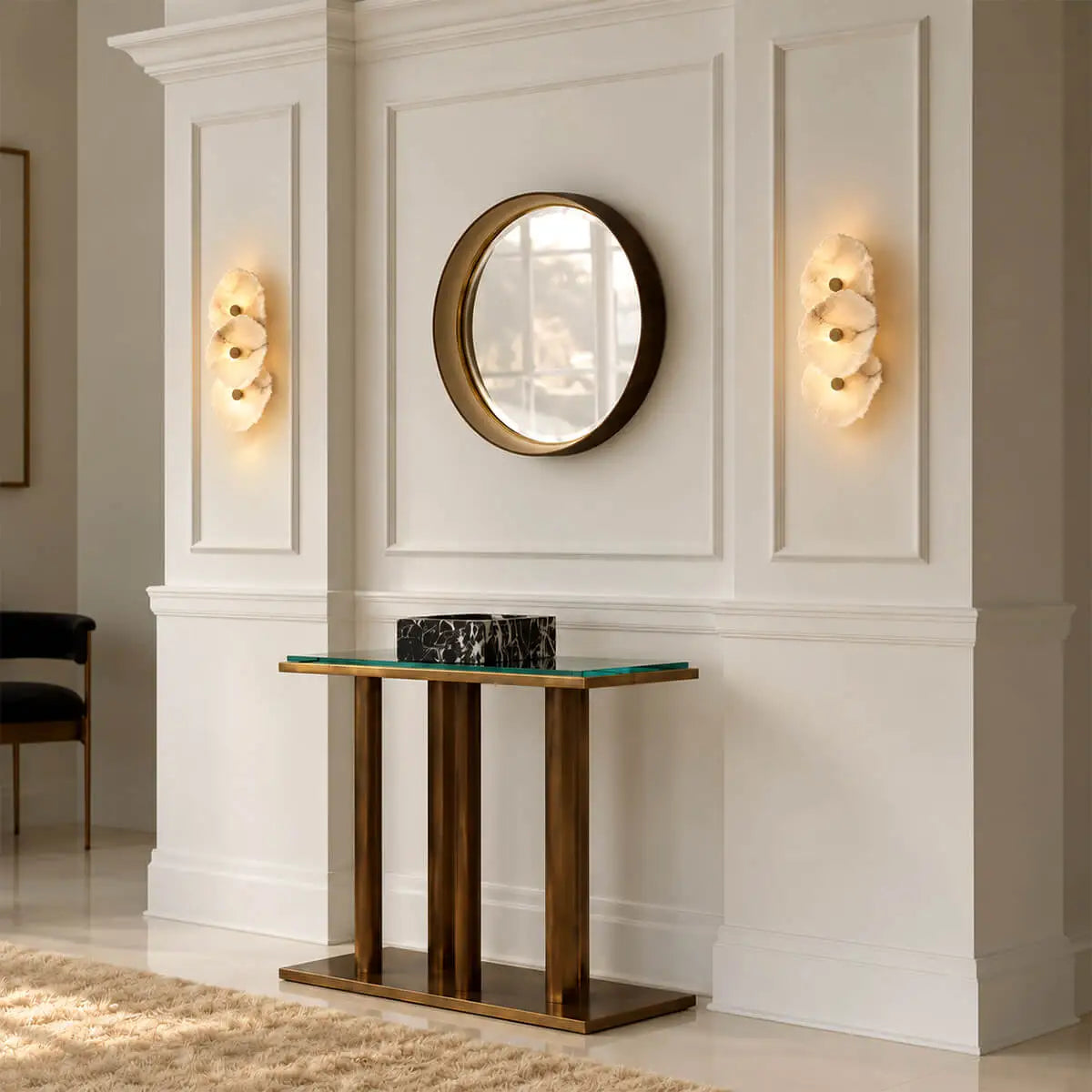 Modern Luxury Brass Alabaster Wall Sconce