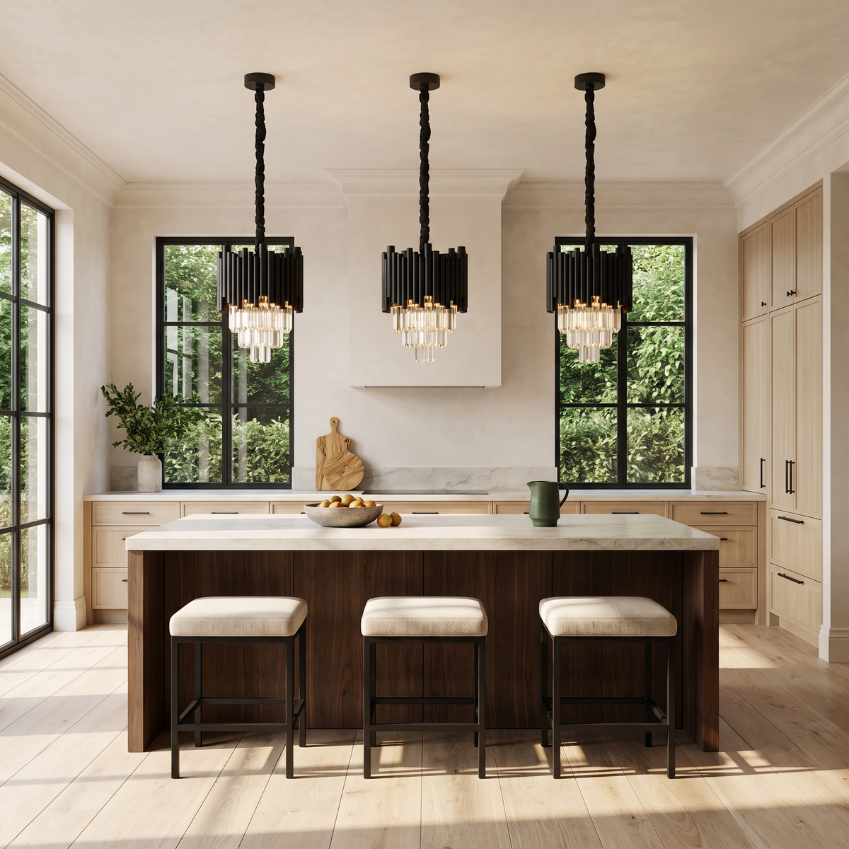 Black Crystal Pendant Light