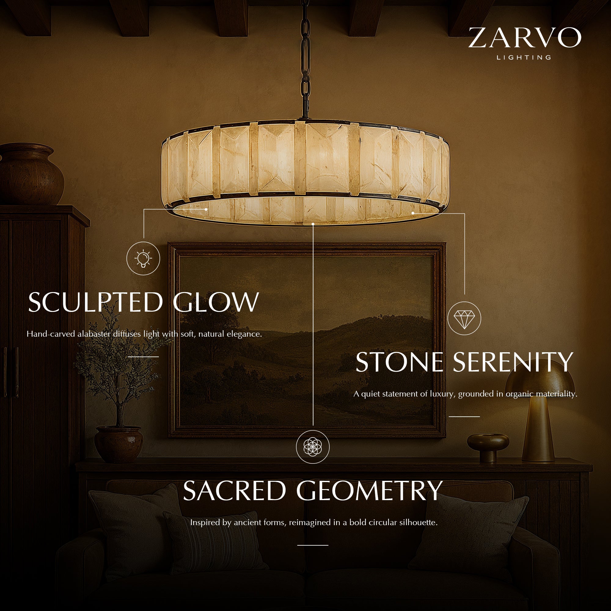 Sakhra Round Alabaster Chandelier