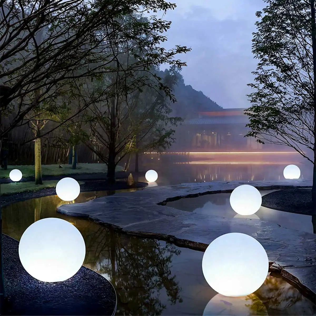 Solar LED Outdoor Moon Spherical Lawn Light
