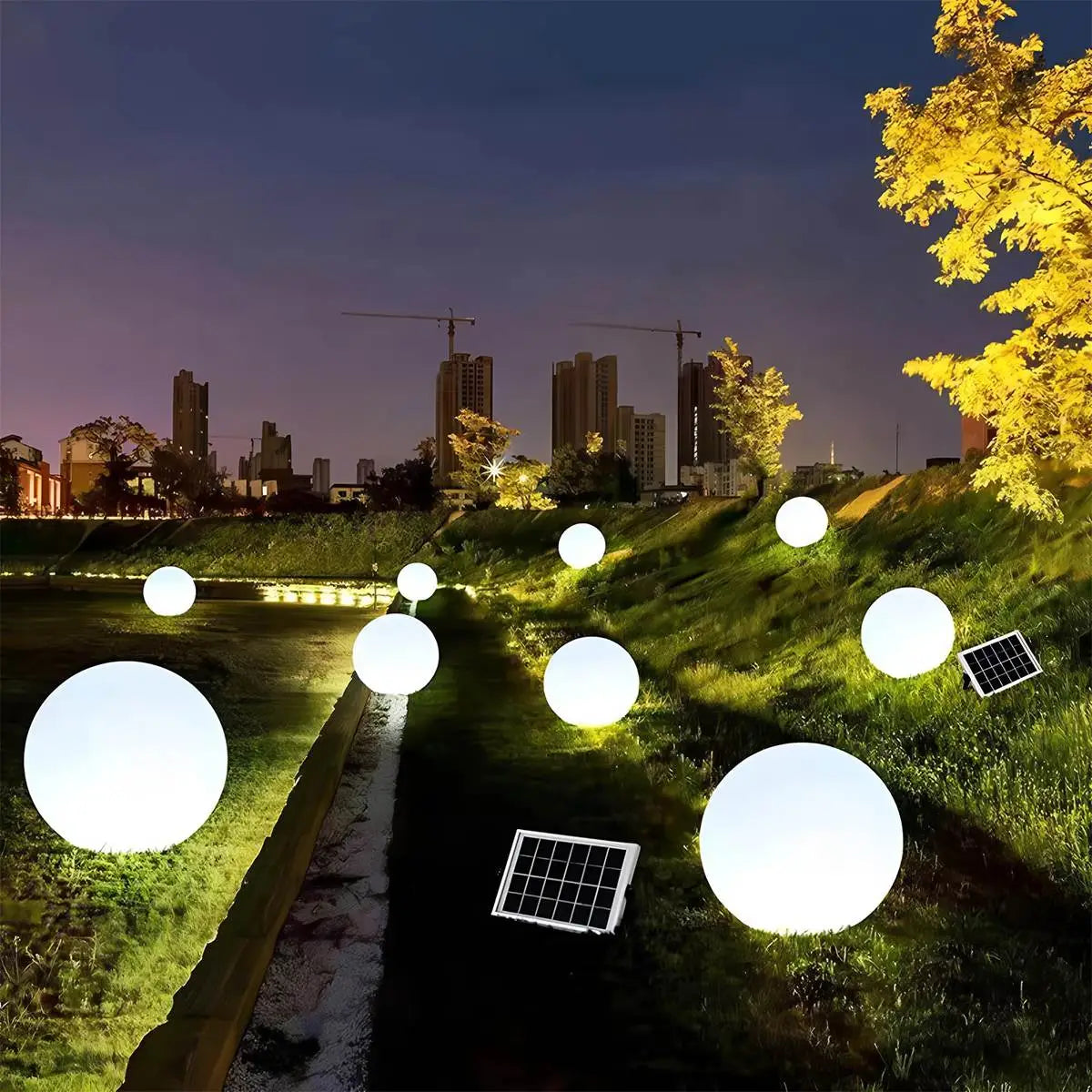 Solar LED Outdoor Moon Spherical Lawn Light