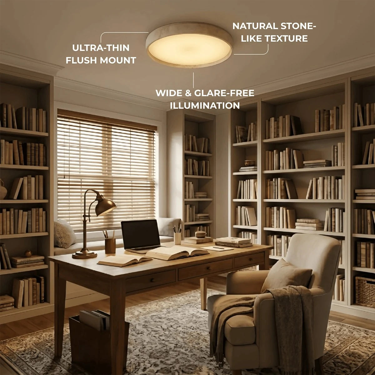 Strata Modern Minimalist Travertine Ceiling Light