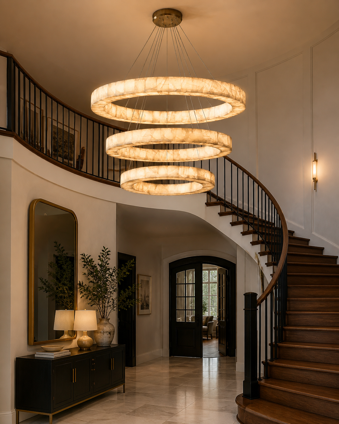 Teva Round Alabaster Chandelier