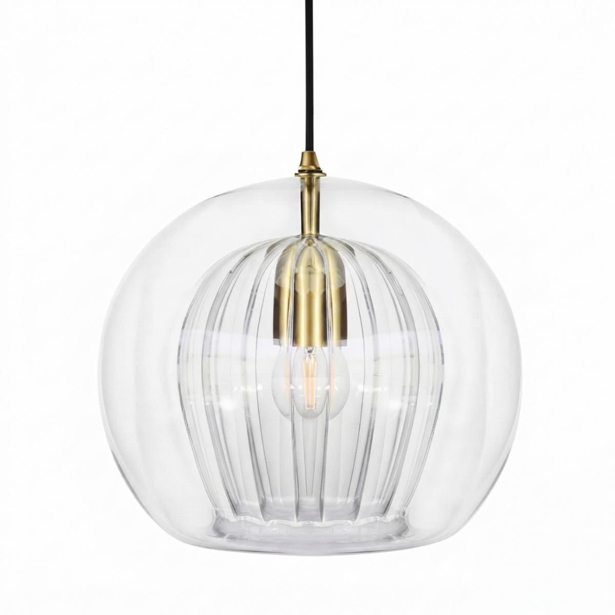 Vetro Nordic Globe Pendant Light – Clear or Amber Glass for Bedroom