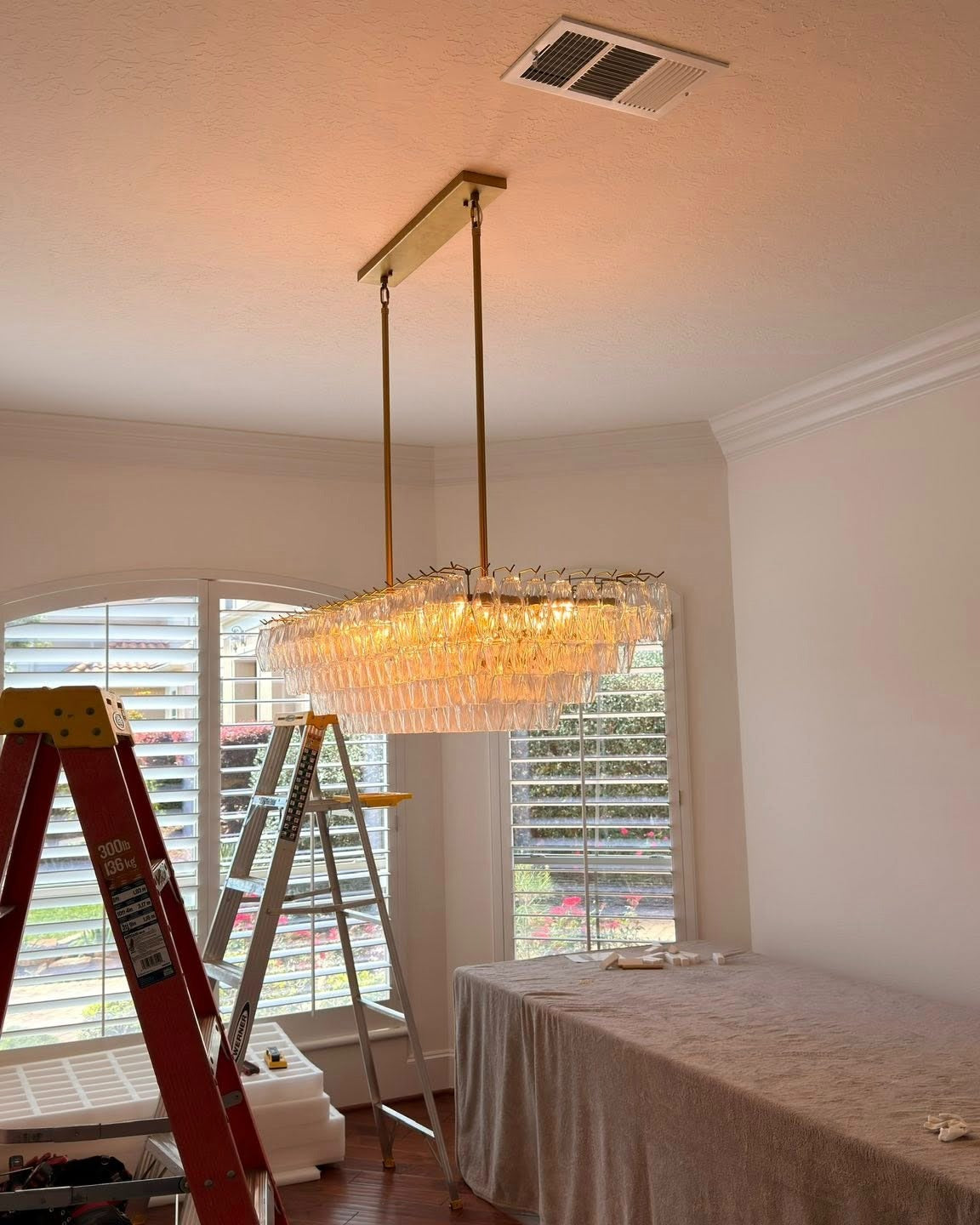 Clear Murano Glass Tiered Rectangular Chandelier - Chiara