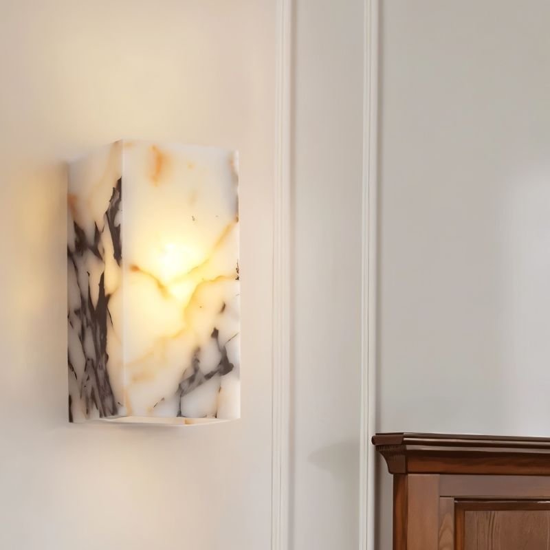 Alabaster Cube Wall Lamp