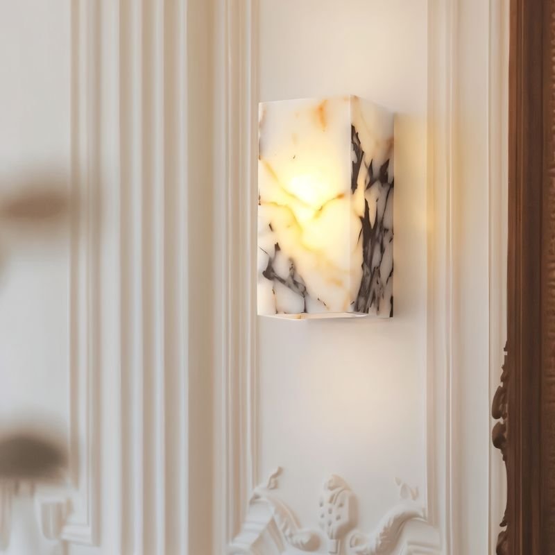 Alabaster Cube Wall Lamp