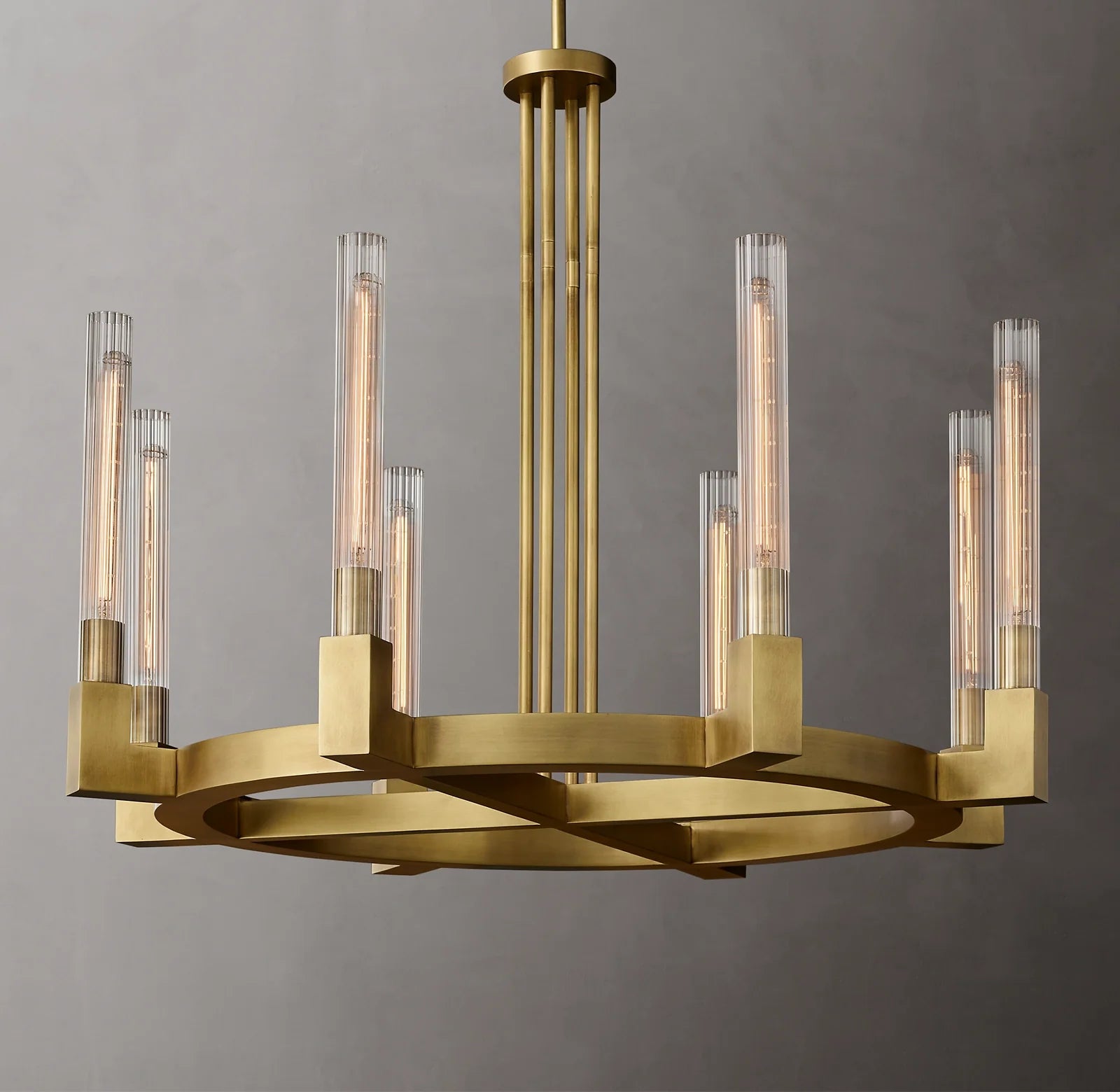 Fluted-Glass Candlestick Round Chandelier - Cannele