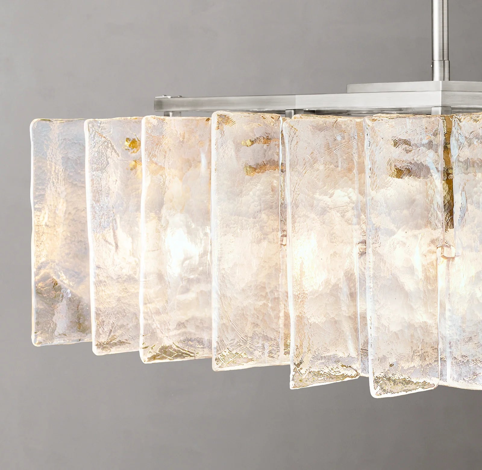 Clear Hammered Glass Rectangular Chandelier - Lattice