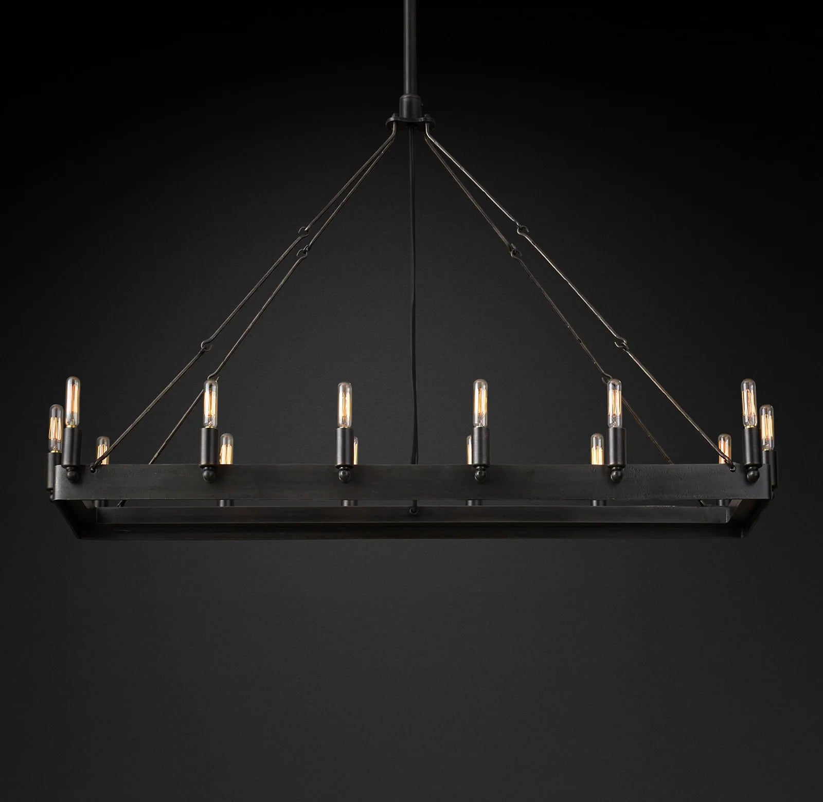 Filament Tubular Candle Rectangular Chandelier - Camino