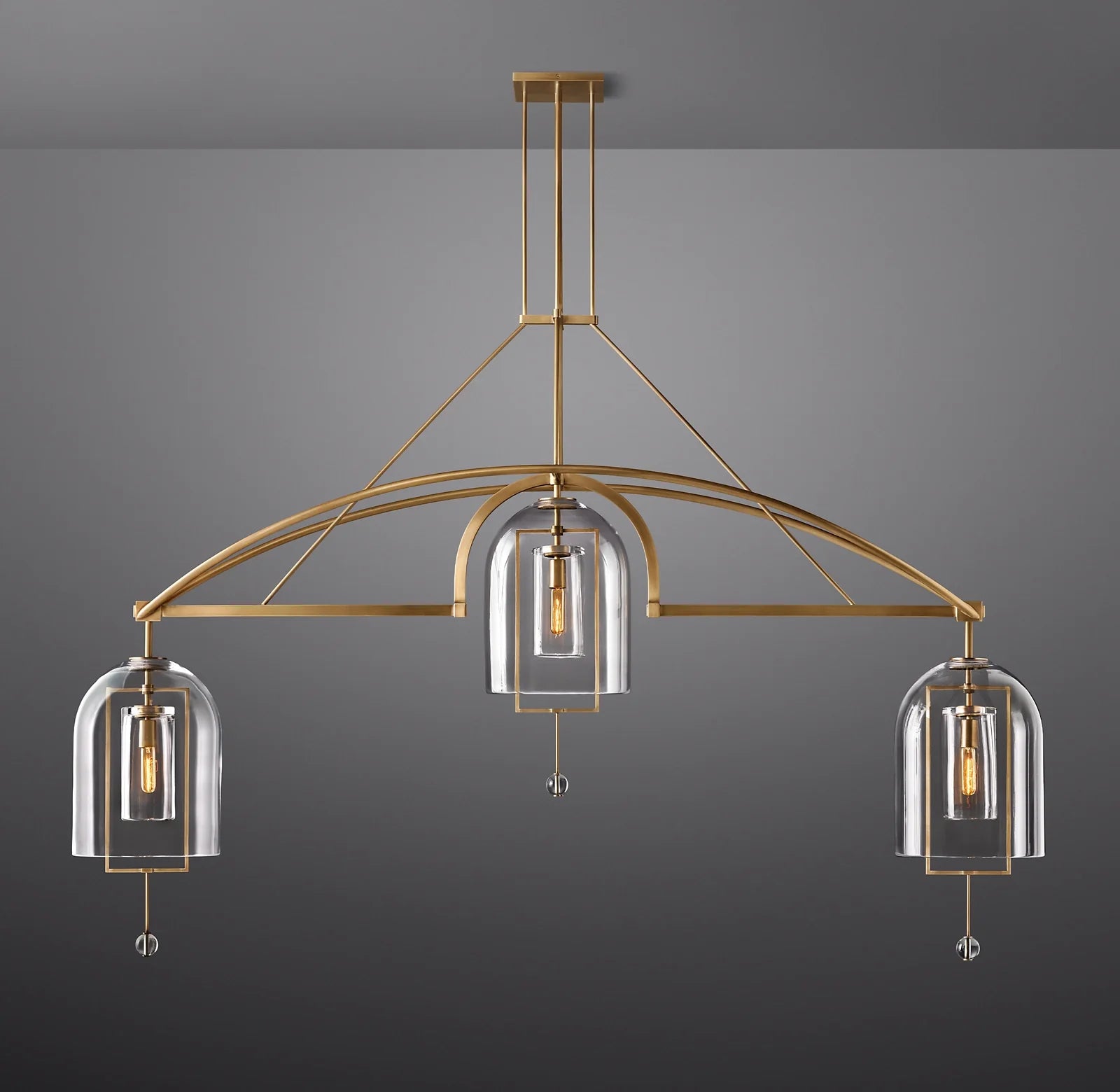 Bell Glass Linear Chandelier - Fulcrum