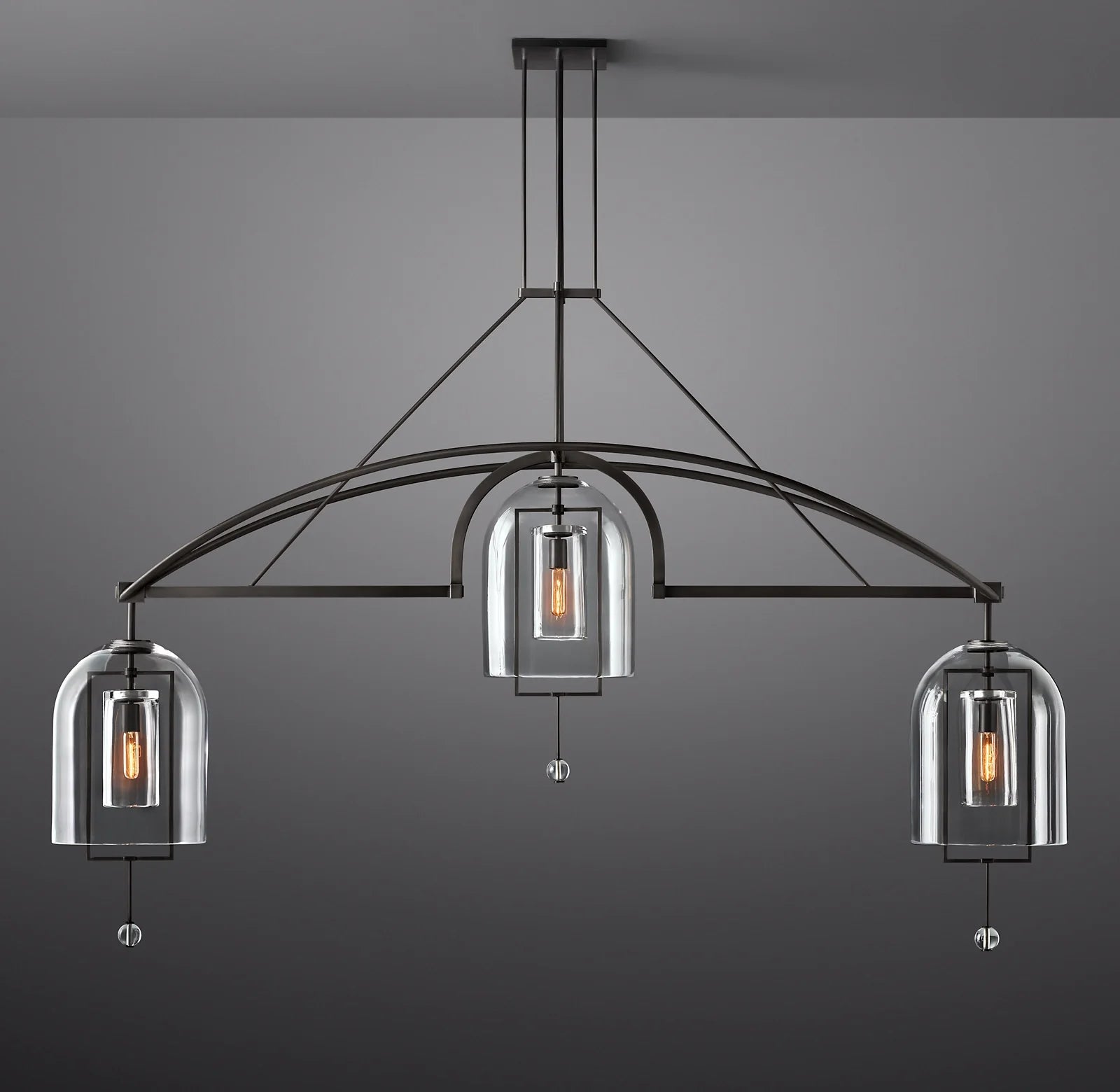 Bell Glass Linear Chandelier - Fulcrum