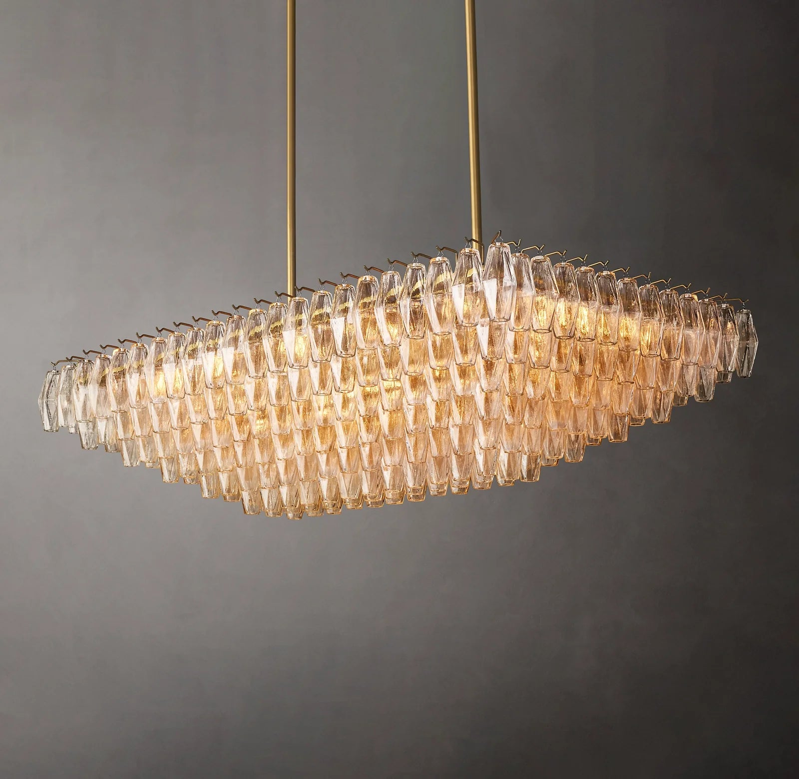 Clear Murano Glass Tiered Rectangular Chandelier - Chiara