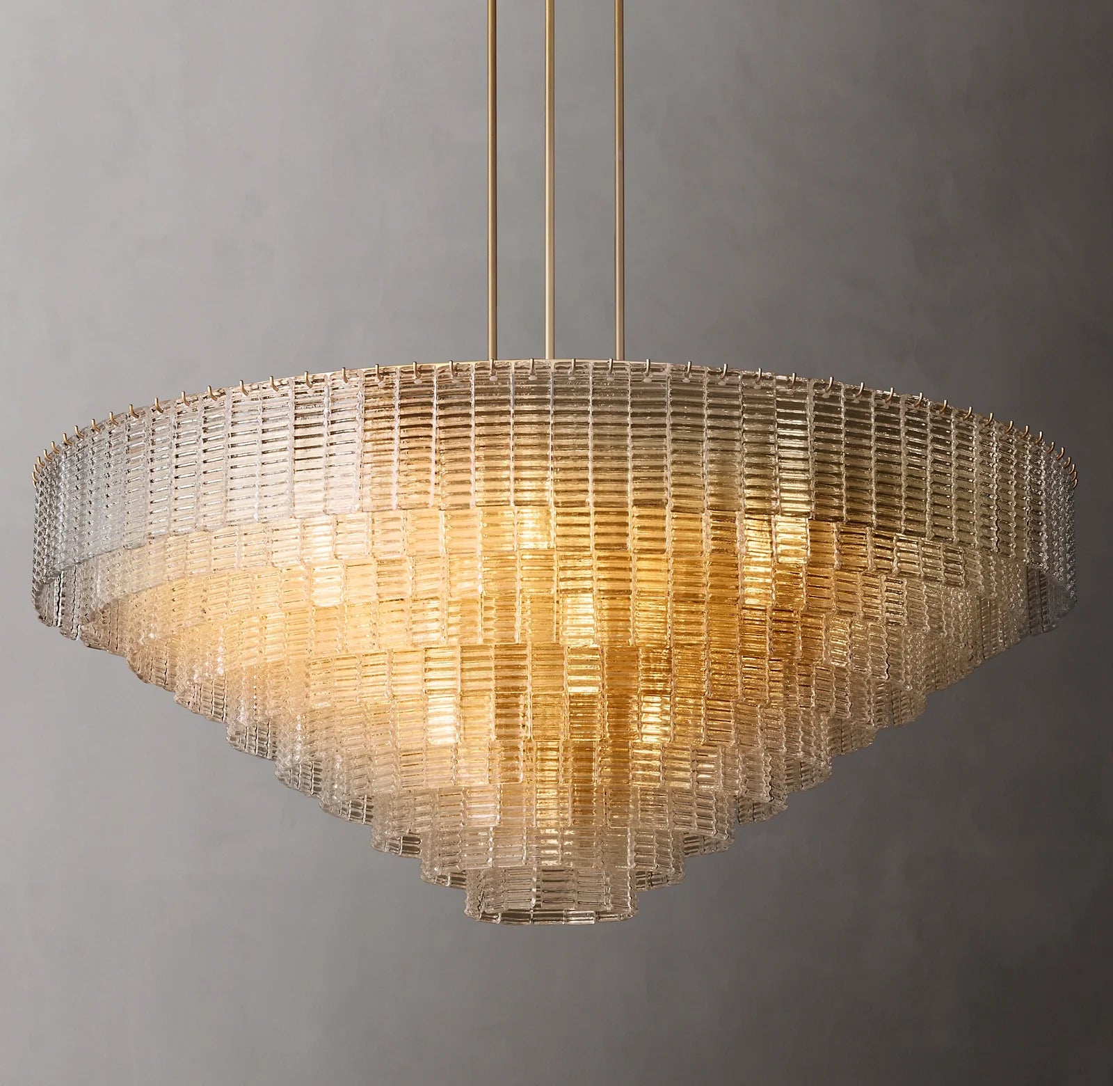 Ribbed Clear Glass Tiered Chandelier - Sirene