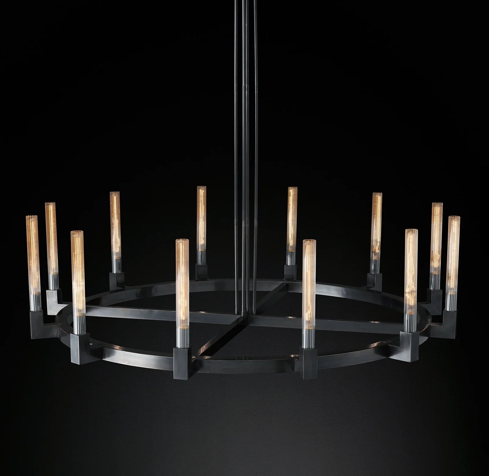 Fluted-Glass Candlestick Round Chandelier - Cannele