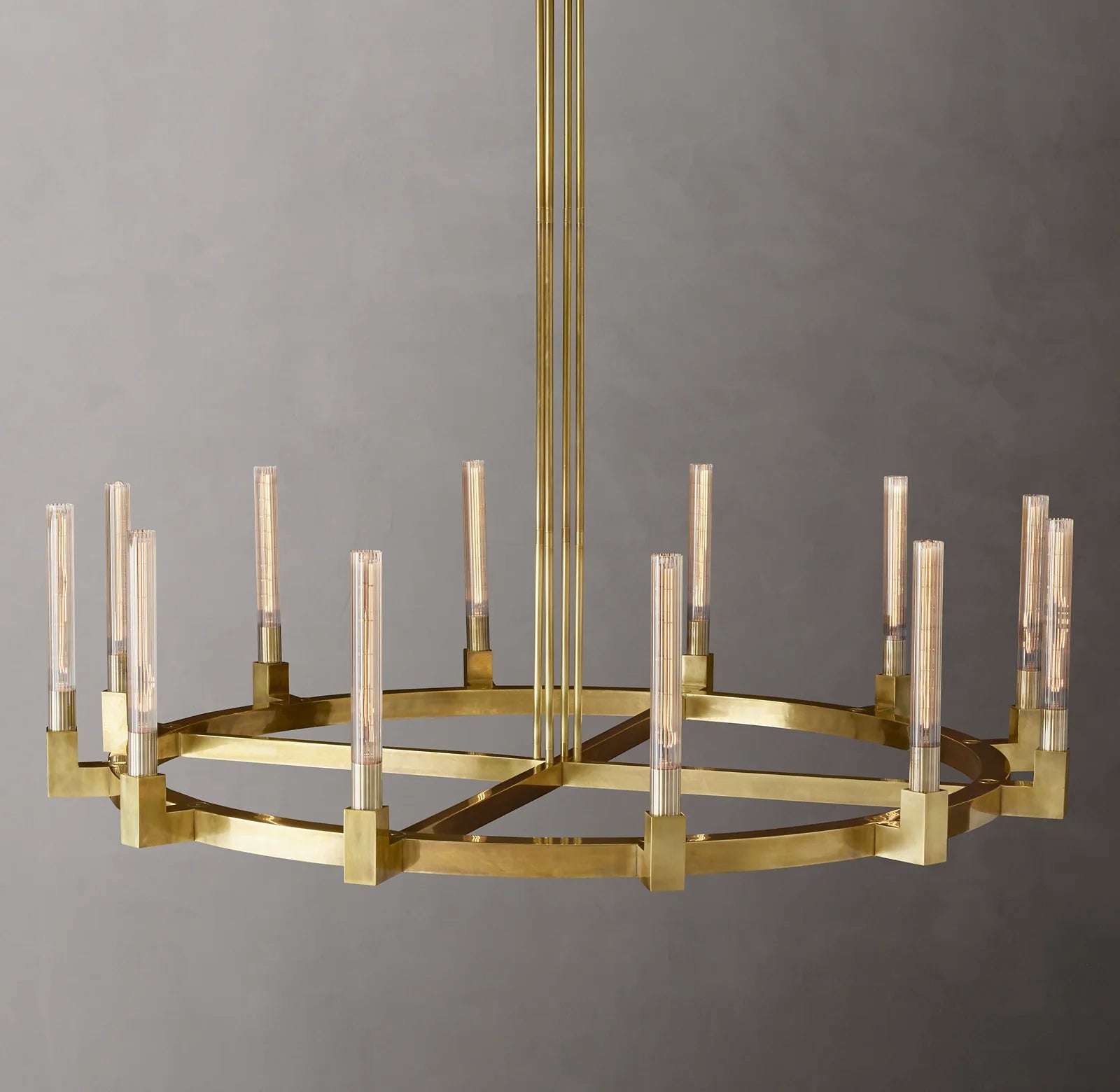 Fluted-Glass Candlestick Round Chandelier - Cannele