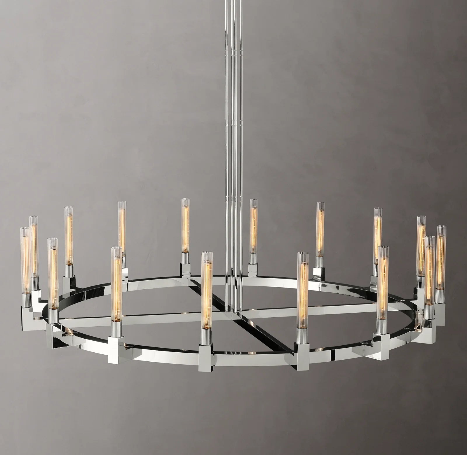 Fluted-Glass Candlestick Round Chandelier - Cannele