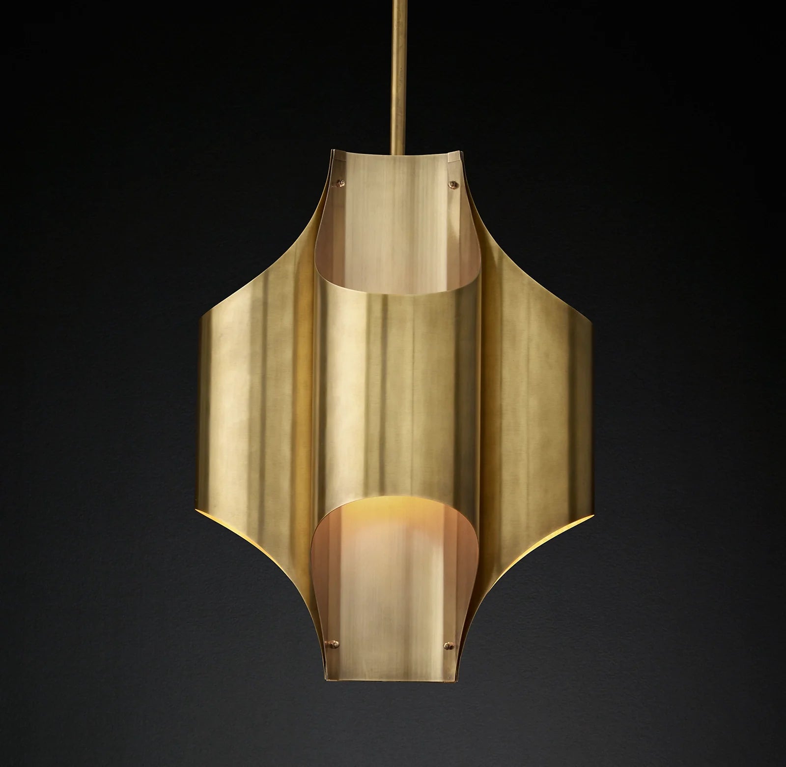 15 Inch Mid Century Modern Brass Chandelier - Cathedral