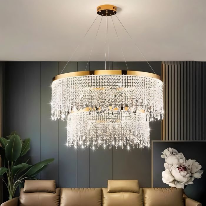 Rexana Crystal Tiered Chandelier 2 Tiers: D31.4"(80cm) x D23.6"(60cm) / 166W