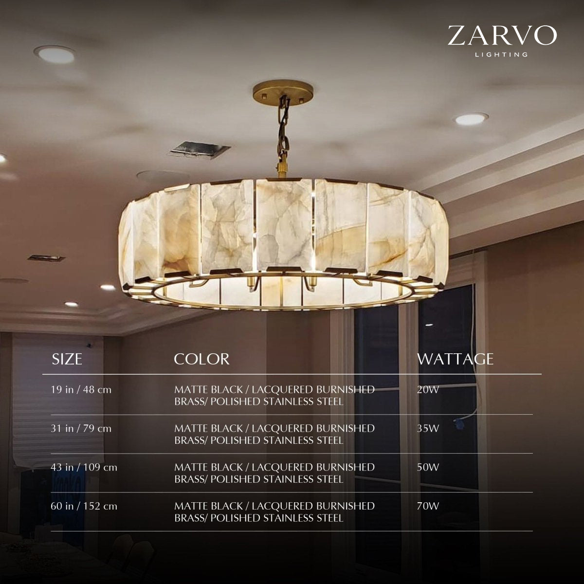 Sakhra Round Alabaster Chandelier